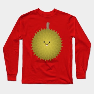 Cute happy durian fruit cartoon illustration Long Sleeve T-Shirt